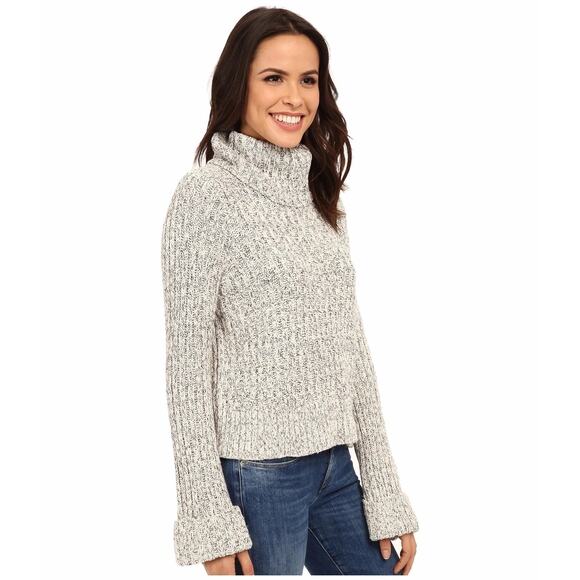 Free People Marled Ivory Cowl Neck Cable Knit Sweater XS Cozy Lounge Winter - Picture 3 of 10